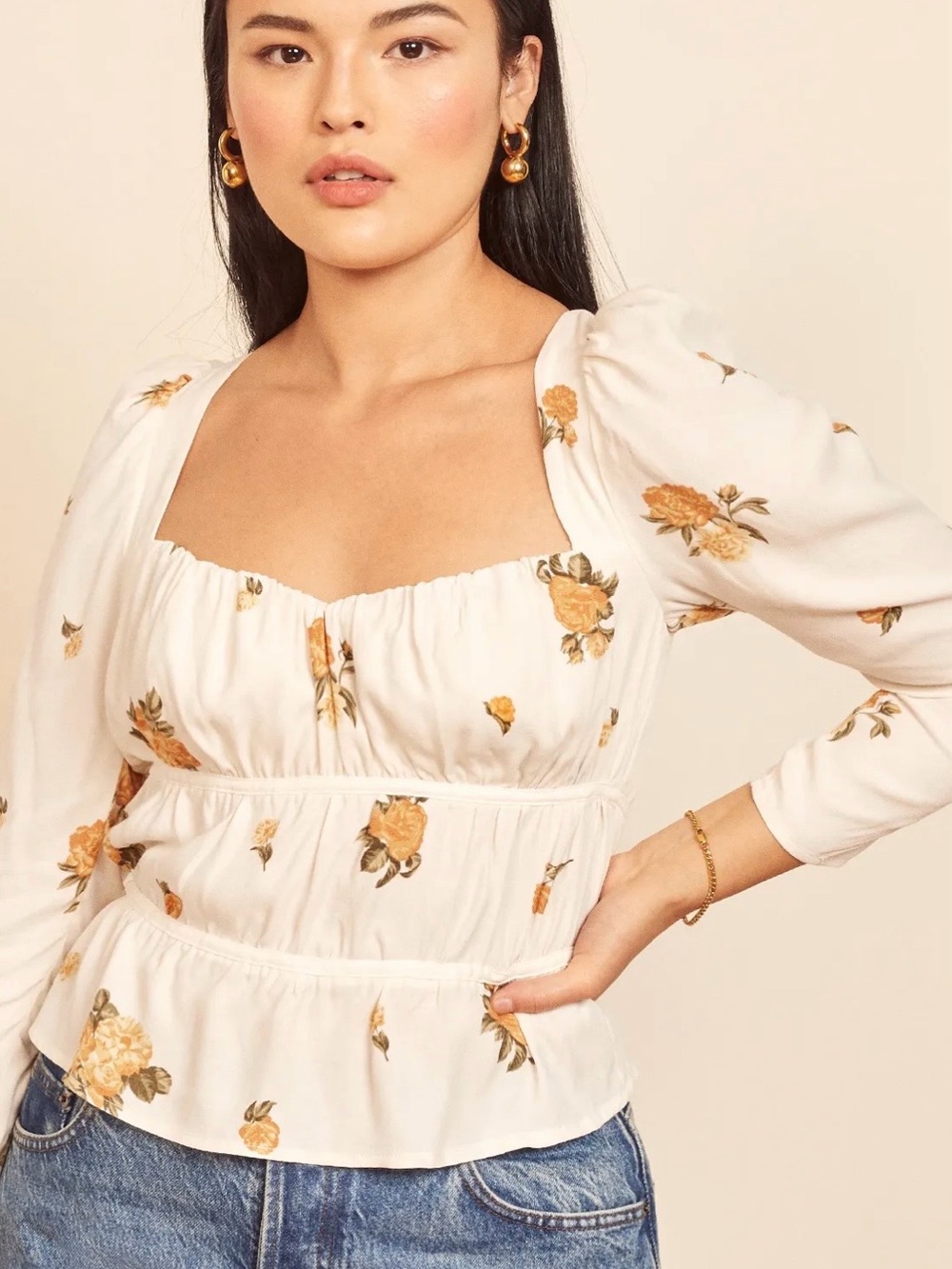 Reformation Plath top in Constance Cream and Floral